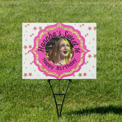 Sweet 16 Stars and Glitter Photo   Sign