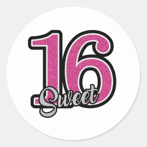 Sweet 16 stickerseal classic round  classic round sticker
