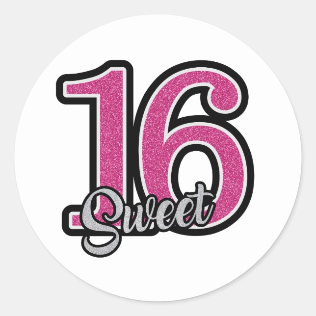 Sweet 16 sticker/seal classic round  sticker (Front)