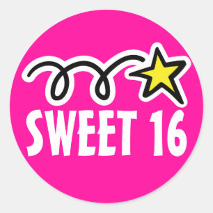 Sweet 16 stickers for sixteenth birthday party