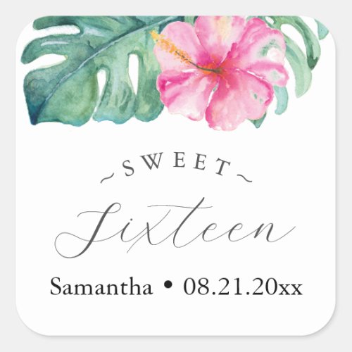 Sweet 16 Stickers Tropical Watercolor Theme