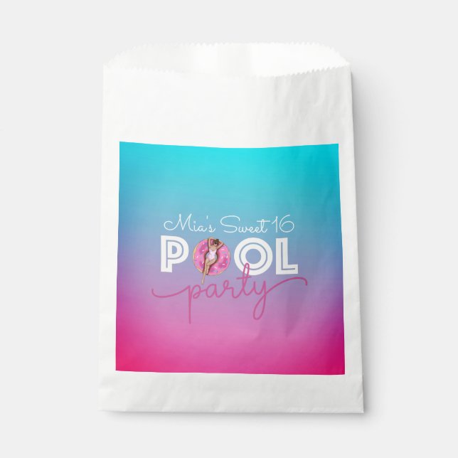 Sweet 16 summer pool party favor cookie bag (Front)