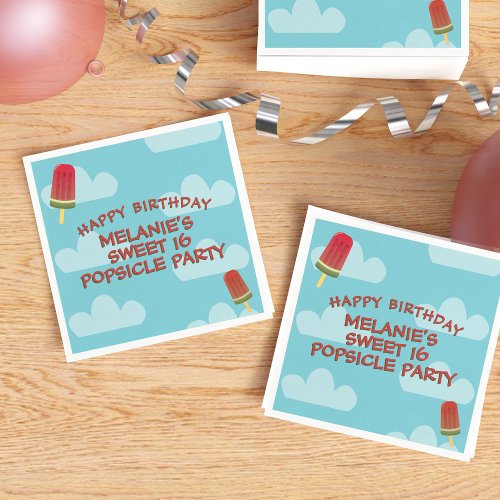 Sweet 16 Summer Popsicle Birthday Party Napkins