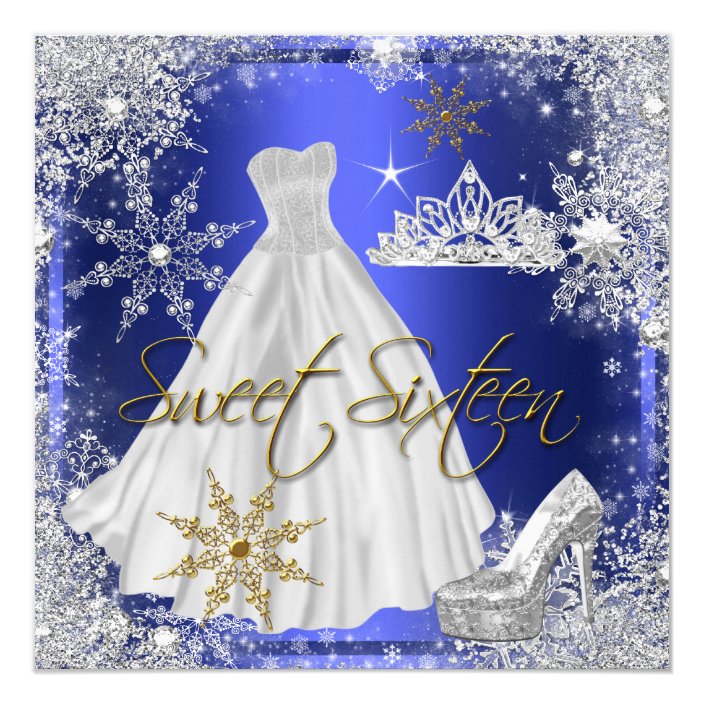Sweet 16 Sweet Sixteen Blue White Gold Elite Invitation | Zazzle.com