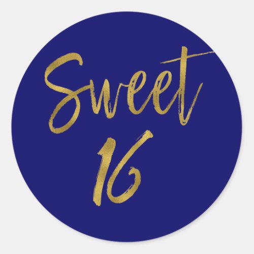 Sweet 16  Sweet Sixteen Navy Blue Birthday Classic Round Sticker