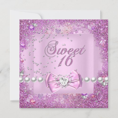 Sweet 16 Sweet Sixteen Pretty Pink Pearl Custom Invites
