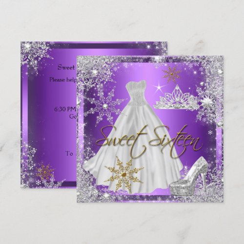 Sweet 16 Sweet Sixteen Purple White Gold Elite Custom Announcements