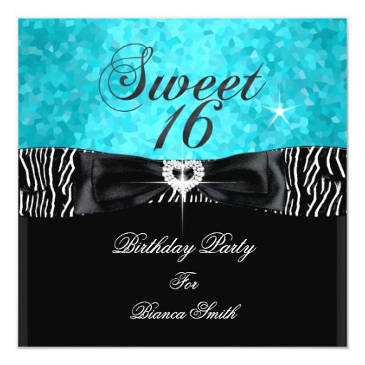 Turquoise Sweet 16 Invitations 4