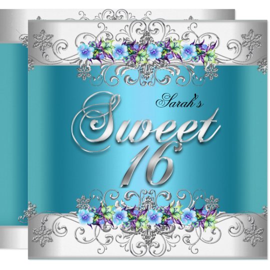 Sweet 16 Sweet Sixteen White Blue Purple Flowers Invitation | Zazzle.com