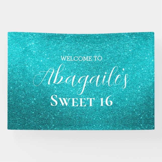 Sweet 16 | Teal Glitter Banner (Horizontal)