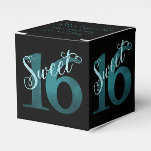 Sweet 16 Teal Green Grunge and Faux Glitter Favor Boxes