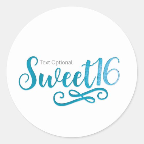 Sweet 16 Teal  White Birthday Party Favor Classic Round Sticker