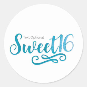 Sweet 16 Teal & White Birthday Party Favor Classic Round Sticker