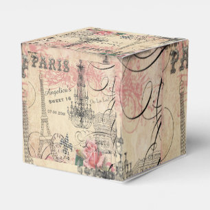 Sweet 16 Thank You Eiffel Tower & Chandelier Favor Boxes