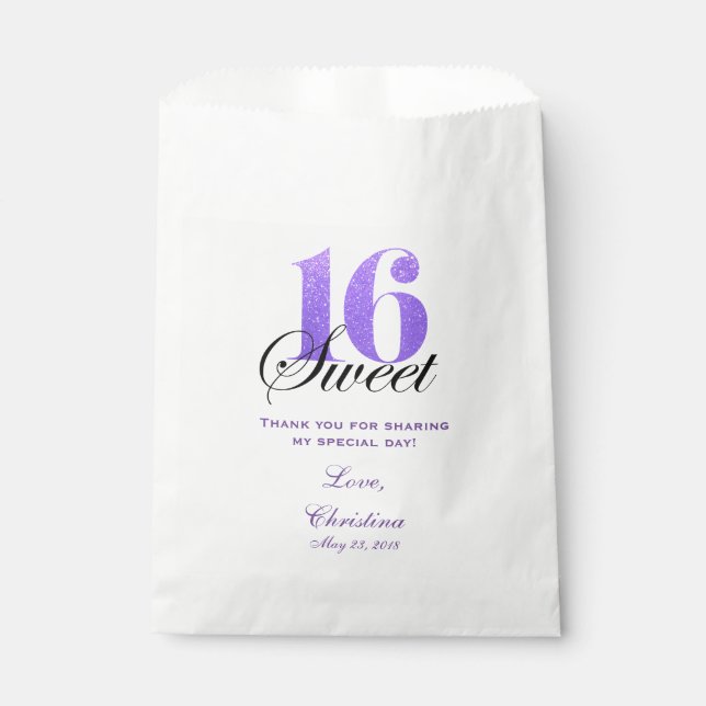 Sweet 16 Thank You Favor Candy Bar Buffet Bag (Front)
