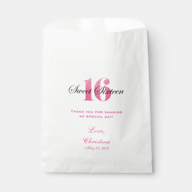Sweet 16 Thank You Favor Candy Bar Buffet Bag (Front)