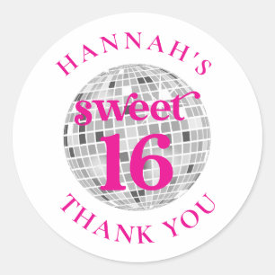 Sweet 16 Thank you Party Favors Classic Round Sticker