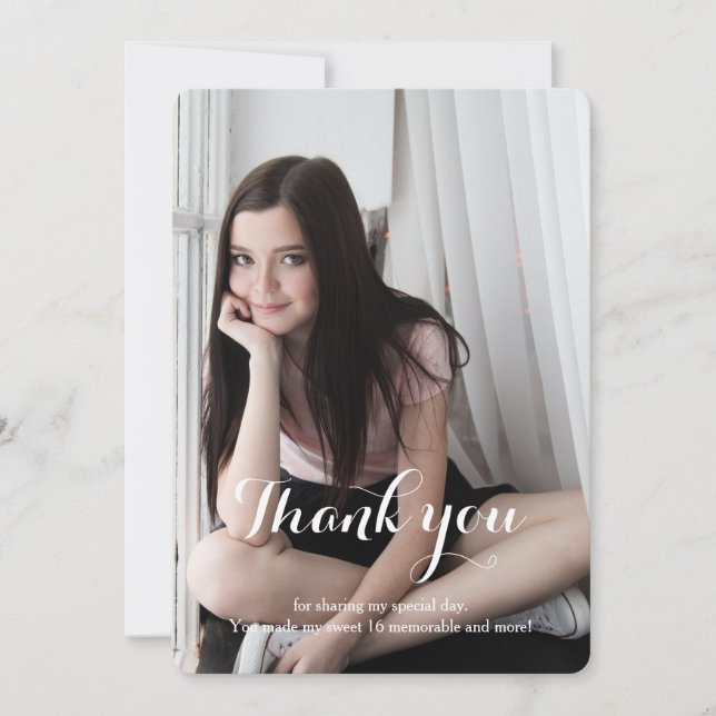 Sweet 16 Thank You red Card (Front)