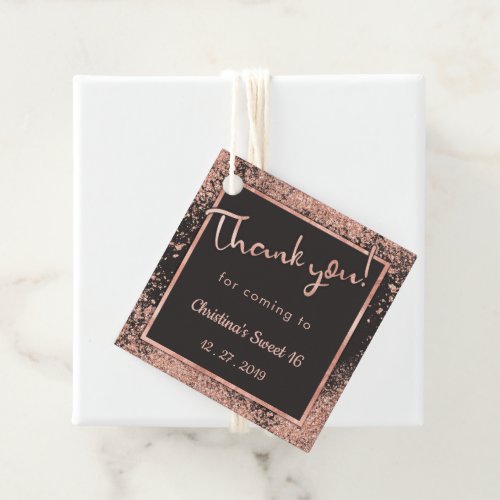 Sweet 16 Thank you  Rose Gold Gray Party Gift Favor Tags