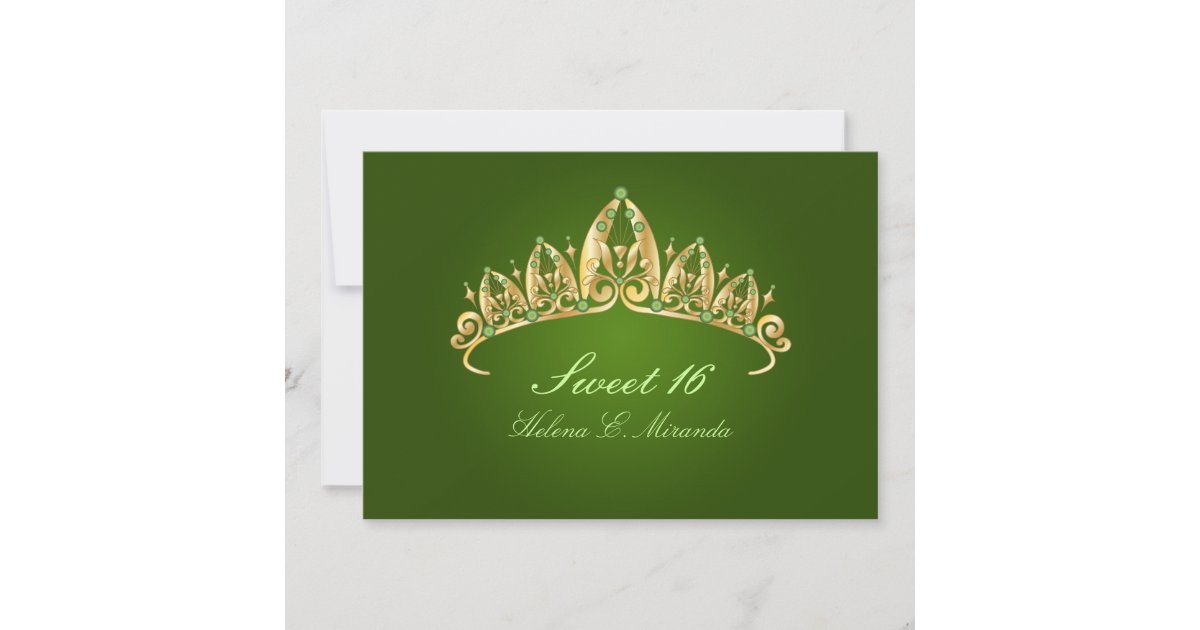 Sweet 16 Tiara Emerald Invitations Zazzle