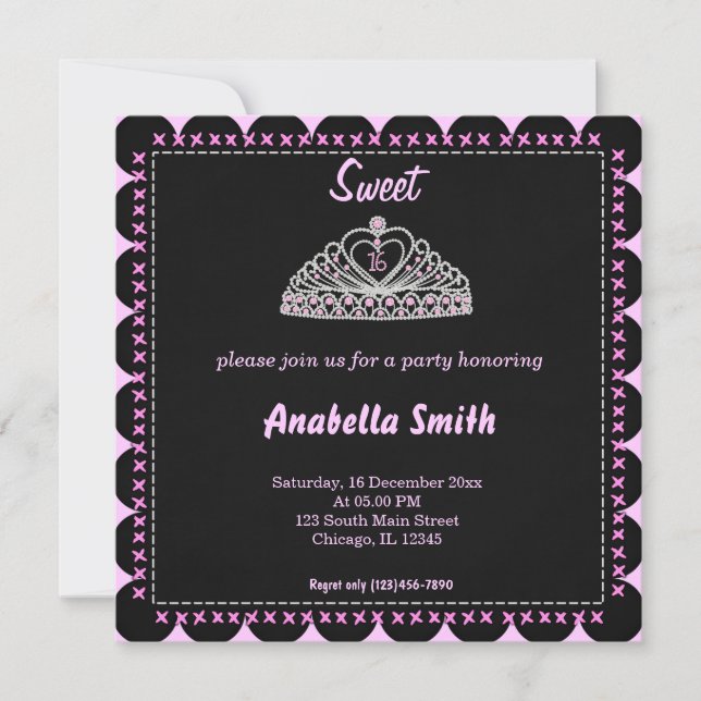 Sweet 16 tiara invitation (Front)