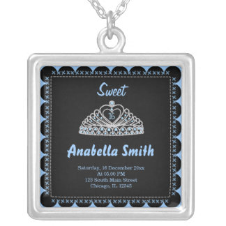 Sweet 16 tiara silver plated necklace