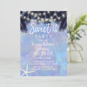 Sweet 16 Tropical Palm Tree Elegant Watercolor Invitation (Standing Front)