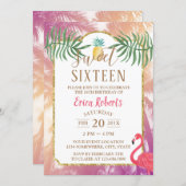 Sweet 16 Tropical Pineapple & Palm Trees Birthday Invitation (Front/Back)