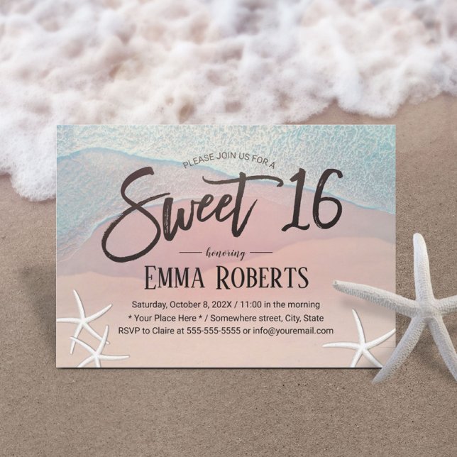 Sweet 16 Tropical Summer Beach Birthday Party Invitation (Creator Uploaded)