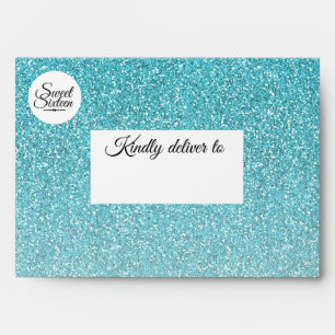 Sweet 16 Turquoise Blue glitter Ombre Envelope