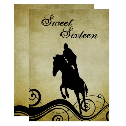 Sweet 16 Vintage Horse Jumping Birthday Invitation