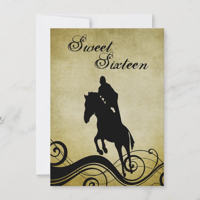 Sweet 16 Vintage Horse Jumping Birthday Invite (Front)