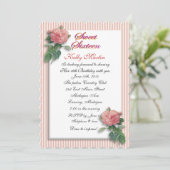 Sweet 16 vintage pink roses invitation (Standing Front)