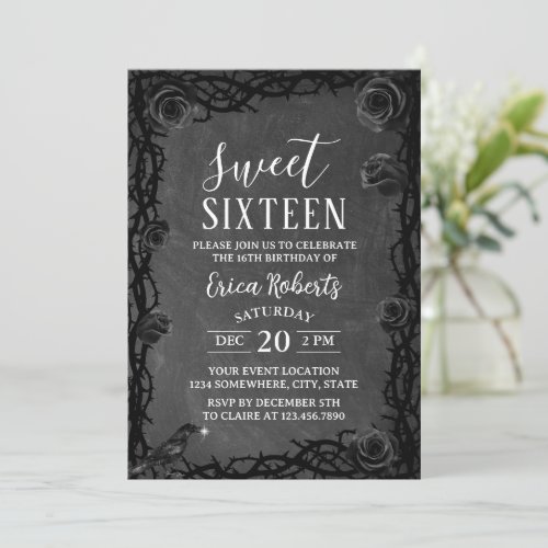 Sweet 16 Vintage Thorn Frame Dark Fairytale Invitation