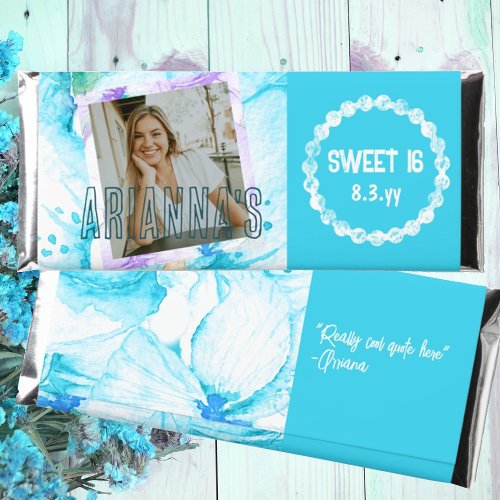 Sweet 16 Vintage Turquoise Orchid Personalized  Hershey Bar Favors