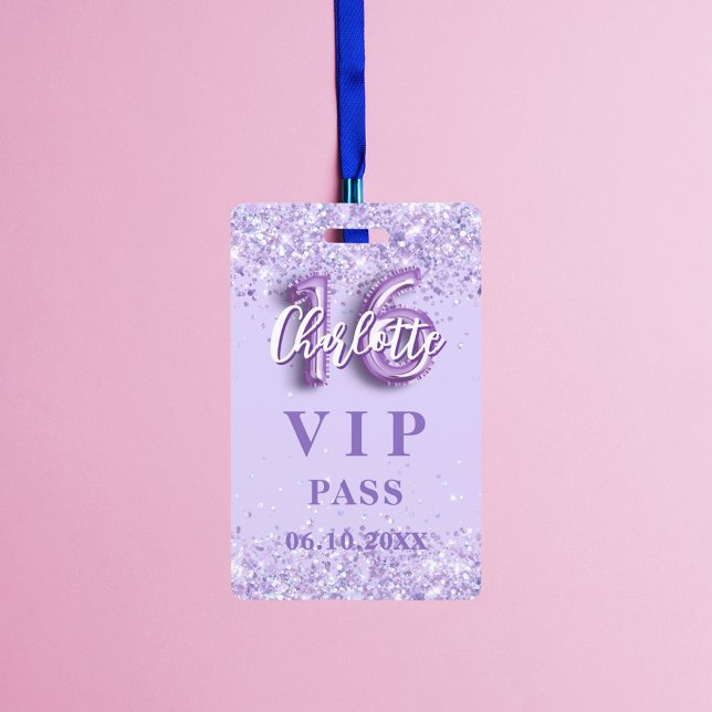 Sweet 16 violet lavender vip party pass badge (Creator Uploaded)