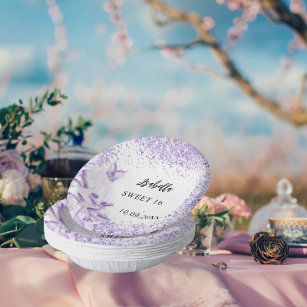 Sweet 16 violet white dress paper bowls