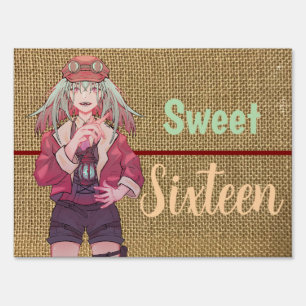 Sweet 16 VTuber Anime, happy birthday Sign