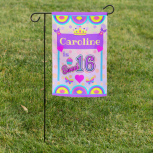 Sweet 16 Weatherproof Personalized Garden Flag