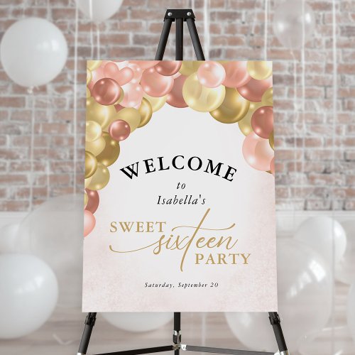Sweet 16 Welcome Balloon Arch Modern Script