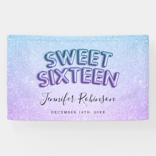 Sweet 16 Welcome Mermaid Birthday Balloons Glitter Banner