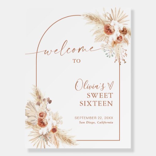 sweet-16-welcome-sign-boho-blush-pink-birthday-zazzle