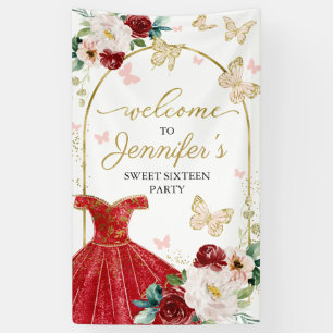 Sweet 16 Welcome Sign Butterfly Floral Dress