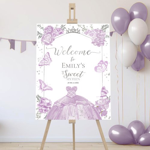 Sweet 16 Welcome Sign Butterfly Lavender Dress