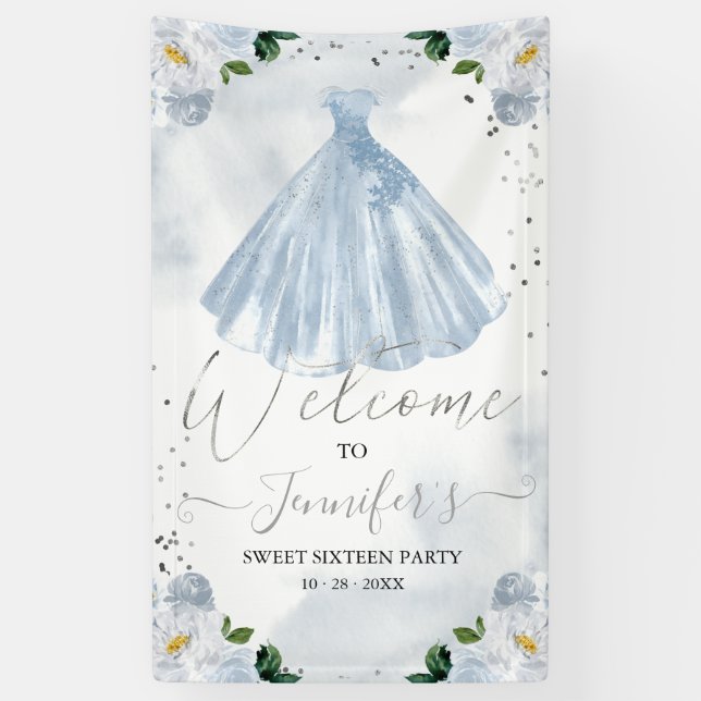 Sweet 16 Welcome Sign Watercolor Floral Dress (Vertical)