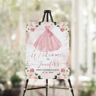 Sweet 16 Welcome Sign Watercolor Floral Dress