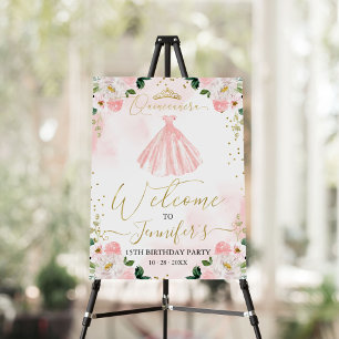 Sweet 16 Welcome Sign Watercolor Floral Dress