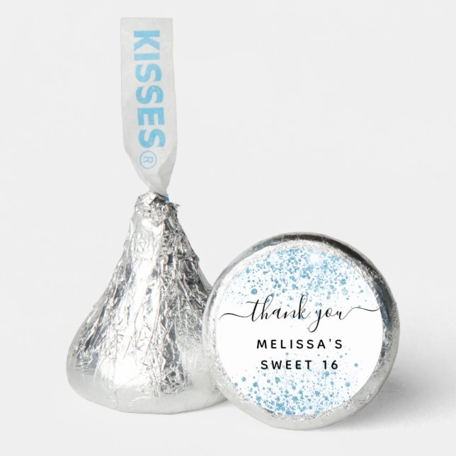 Sweet 16 white baby blue thank you hershey®'s kisses® (Front)