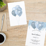 Sweet 16 white blue balloons glitter drips invitation<br><div class="desc">A white background. Decorated with light blue faux glitter drips,  paint dripping look and balloons.  Personalize and a name and party details.</div>