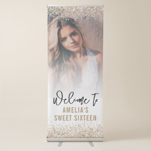 Sweet 16 White  Gold Glitter Welcome Sign 